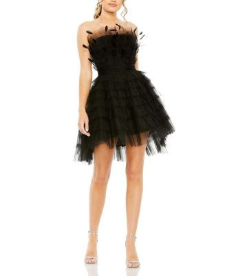 Mac Duggal Feathered Strapless Tulle Fit and Flare Dress  | Bloomingdale's Women | Bloomingdale's (US)