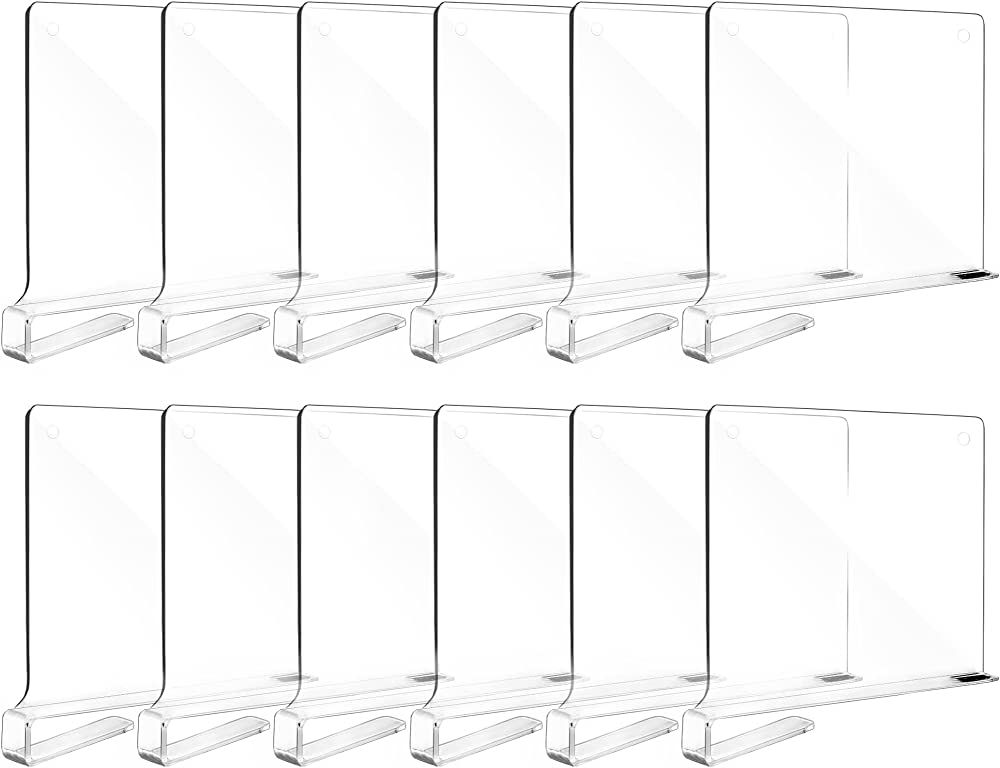 Fixwal 12pcs Shelf Dividers for Closet Organization Acrylic Shelf Divider for Wooden Shelving, Wo... | Amazon (US)