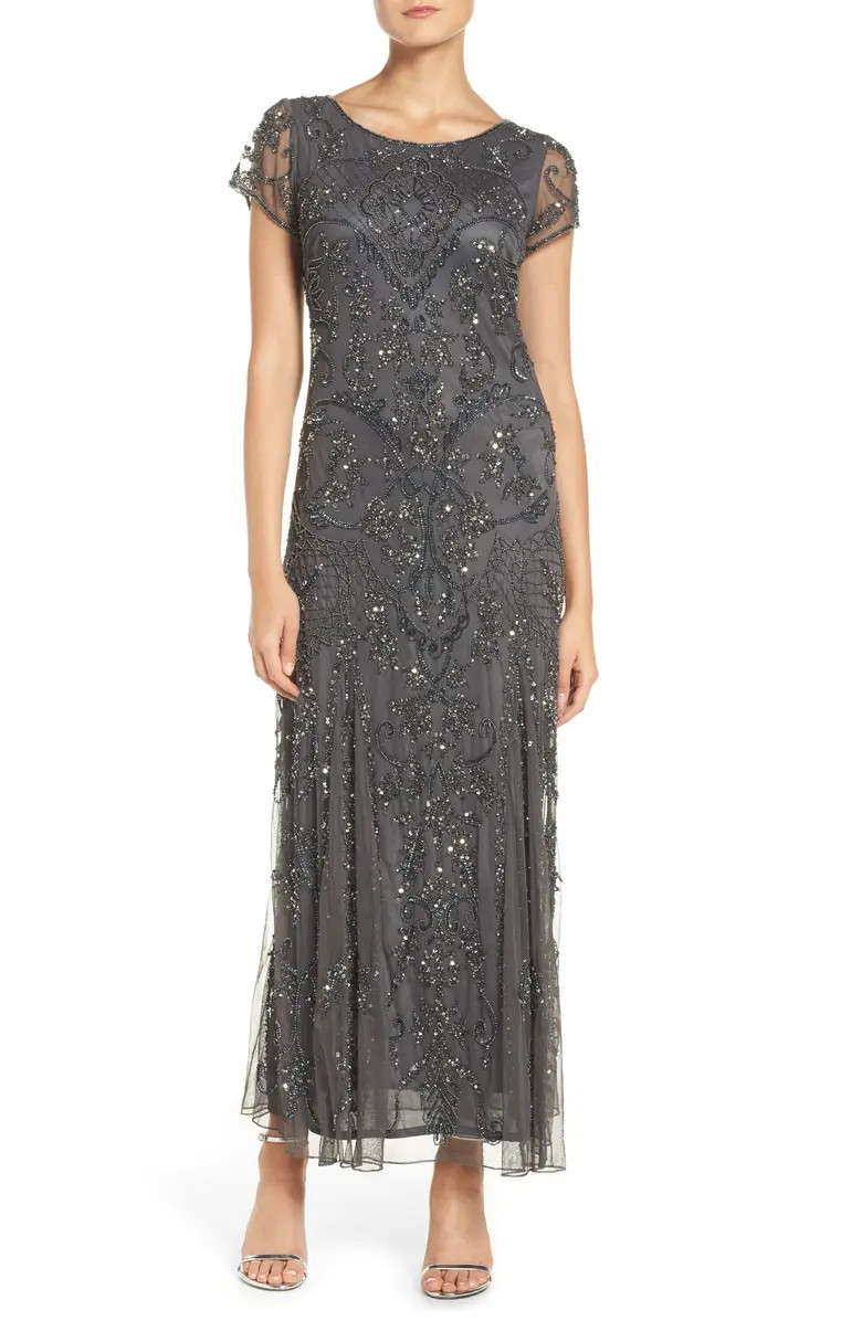 Pisarro Nights Beaded Mesh Midi Cocktail Dress | Nordstrom | Nordstrom