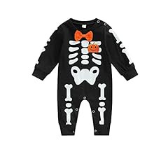 XYWAXFF Baby Boy Girl Halloween Clothes Skeleton Black Outfits Skull Rompers Jumpsuits Fall Winte... | Amazon (US)