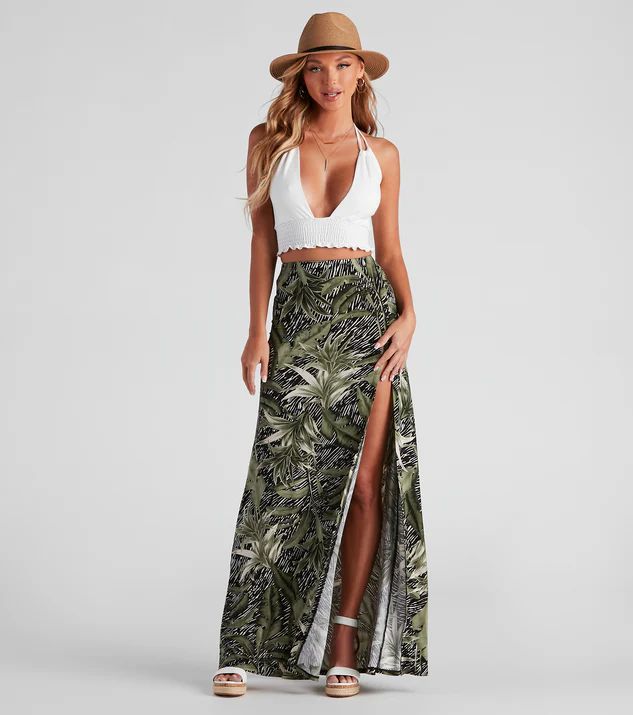 Cali Palms Tropical Slit Maxi Skirt | Windsor Stores
