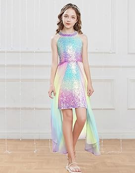 GRACE KARIN Girls Halter Neck Sequin Dress 6-14Y Kids Fancy Formal Party Christmas Sparkly Pagean... | Amazon (US)