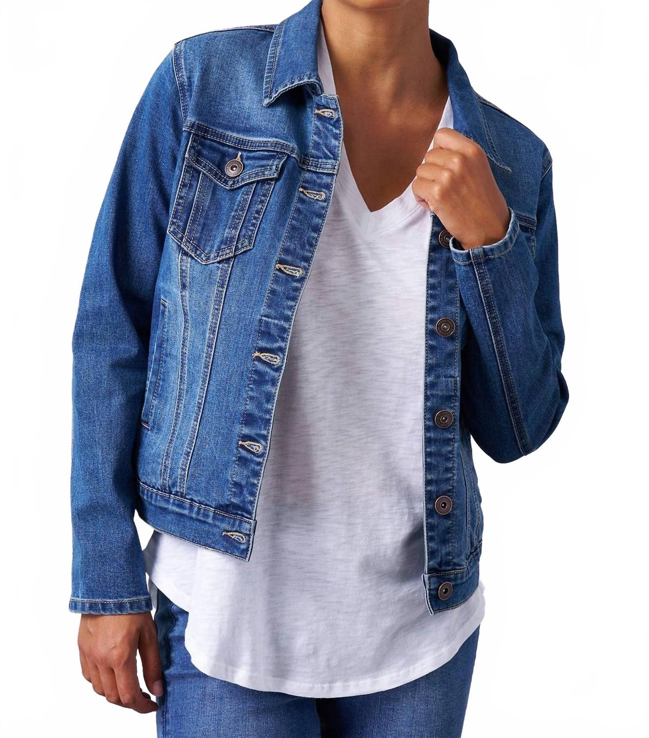 Classic Stretch Denim Jacket In Blue | Shop Simon