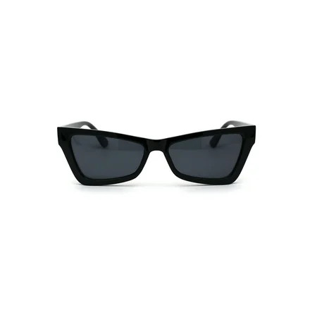 Womens Mod Square Cat Eye 80s Plastic Sunglasses All Black | Walmart (US)