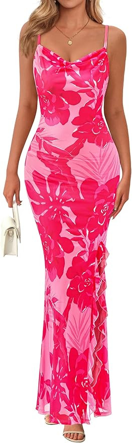 PRETTYGARDEN Women's Summer Beach Wedding Guest Dress Bodycon Floral Maxi Dresses 2026 Spring Tro... | Amazon (US)
