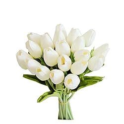 Mandy's 20pcs White Flowers Artificial Tulip Silk Flowers 13.5" for Home Kitchen Wedding Decorati... | Amazon (US)