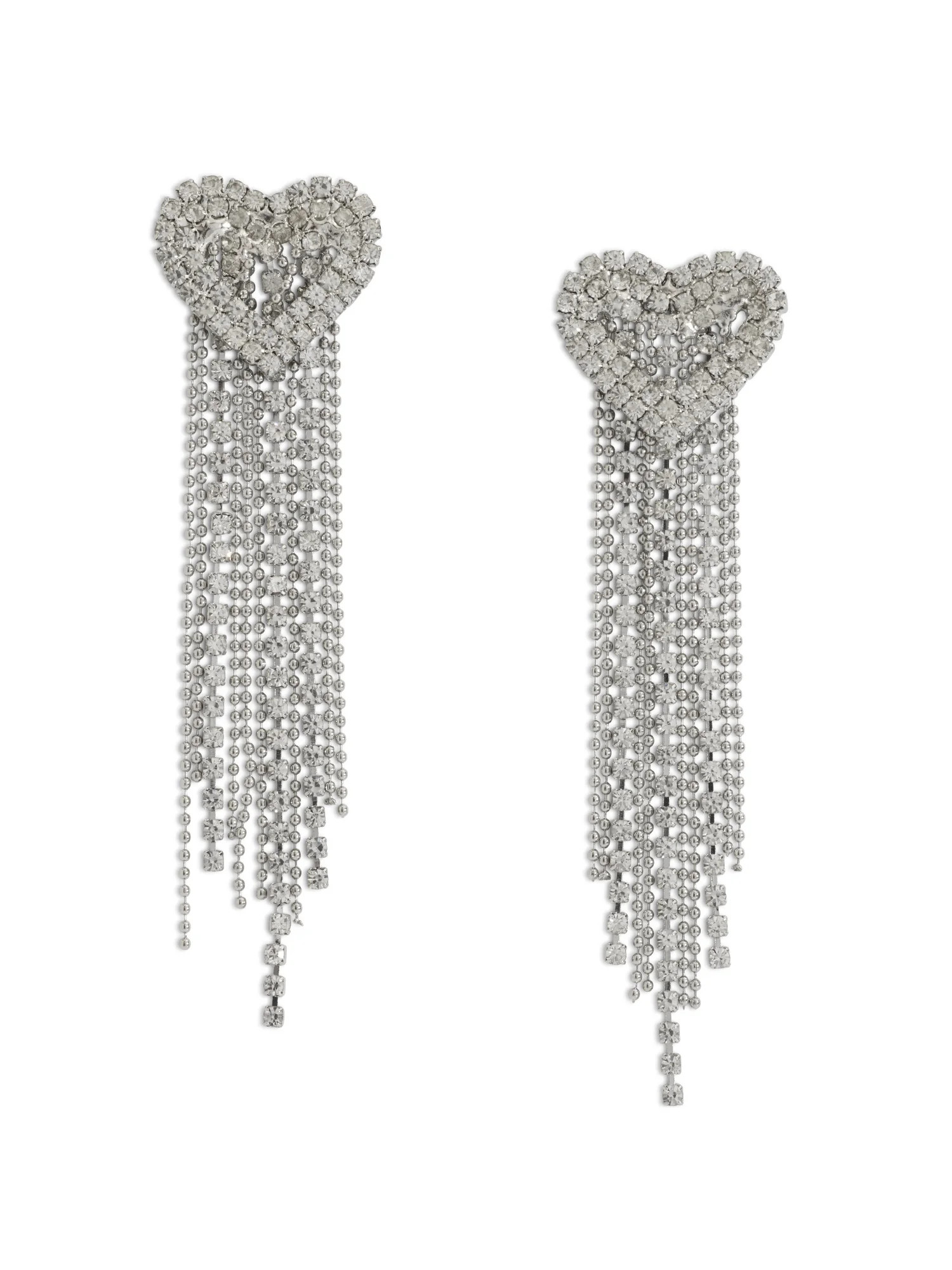 Madden NYC Women's Fashion Rhodium Heart Fringe Chandelier Earrings | Walmart (US)