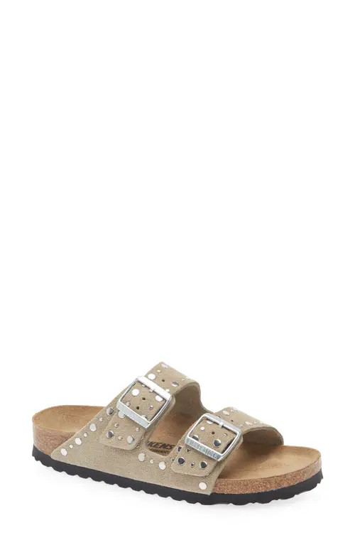 Birkenstock Arizona Rivets Studded Slide Sandal in Taupe at Nordstrom, Size 5-5.5Us | Nordstrom