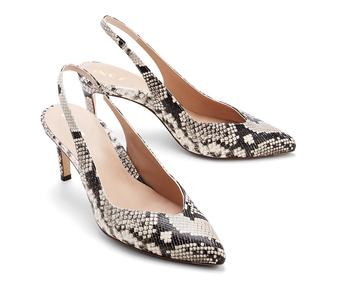 INEZ: Mia: Black / Ivory Snake Emboss | Inez 