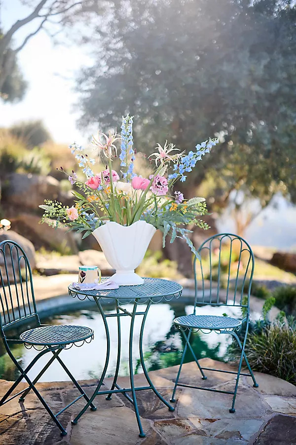 Garden Bistro Table + Chairs Set in Green at Terrain | Terrain