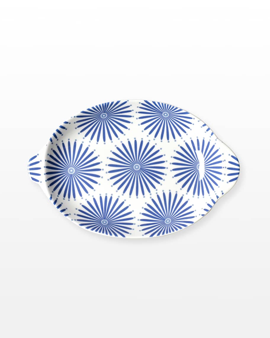 Coton Colors Iris Blue Burst Small Handled Oval Platter | Neiman Marcus