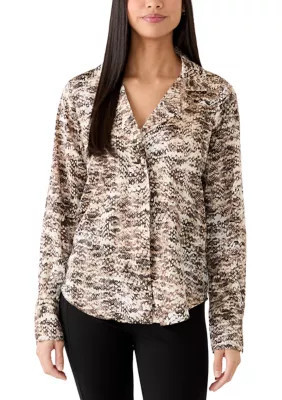 DKNY Women's Long Sleeve Snake Print Shirt, Large | Belk