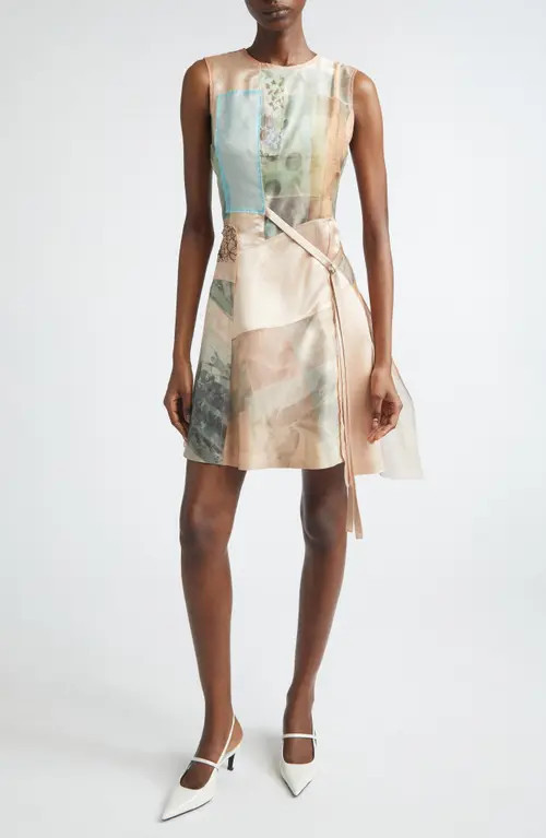 Jason Wu Collection Collage Print Silk Organza & Satin Minidress in Light Pink Multi at Nordstrom, Size 4 | Nordstrom