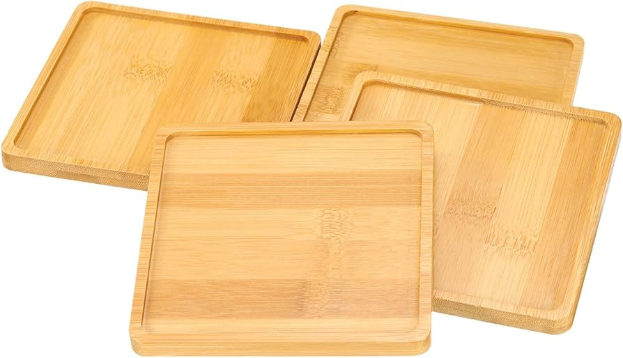 uxcell 4PCS Mosaic Bamboo Coasters, 5.1 Inch Blank Base Trays, Square Drinking Cup Coaster, Woode... | Amazon (US)