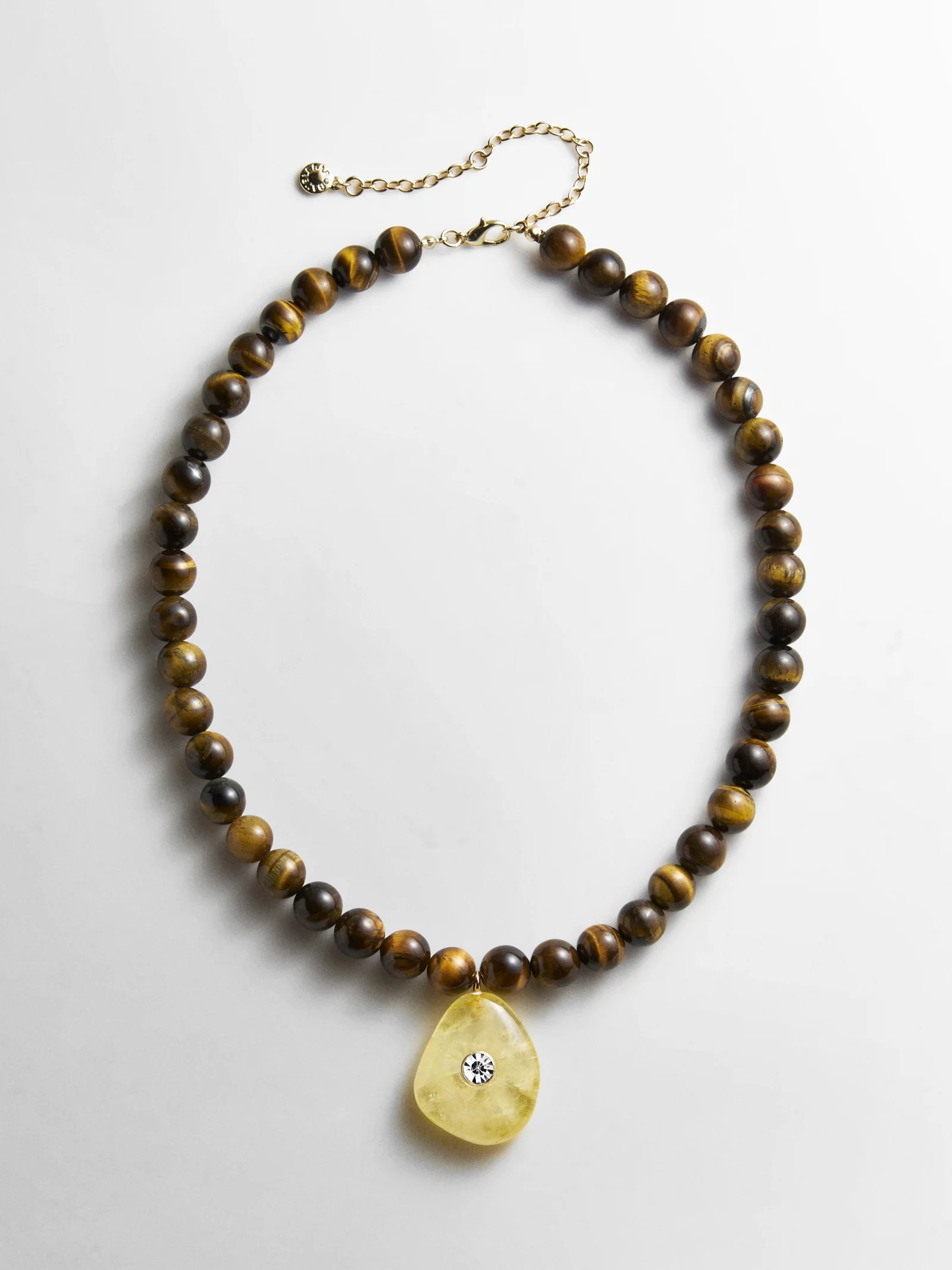 Jamie Semi-Precious Beaded Necklace - Tiger's Eye/Citrine | BaubleBar