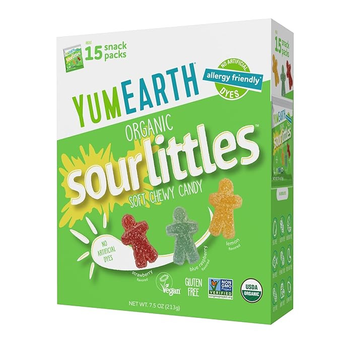 YumEarth Organic Sour Littles Chewy Candy - Allergy Friendly (Top 9 Free), No Artificial Dyes, No... | Amazon (US)