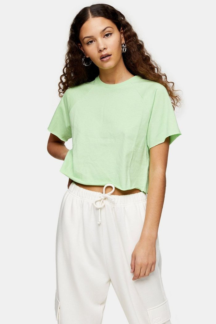 Apple Green Raglan Crop T-Shirt | Topshop UK