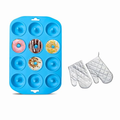 Silicone Donut Pan, Silicone Donut Molds for baking, Mini Donut Silicone Mold Heat Resistant, Mini Silicone Baking Mold for baking donuts, Non-stick Bottom, With 1 Pair Free Heat Insulation Gloves | Amazon (US)