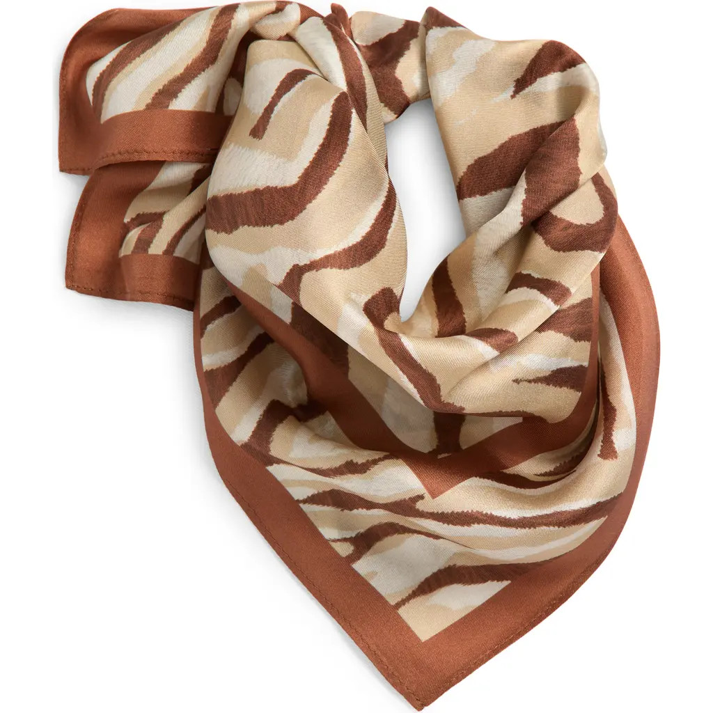 Nordstrom Print Silk Square Scarf in Rust Zebra at Nordstrom | Nordstrom