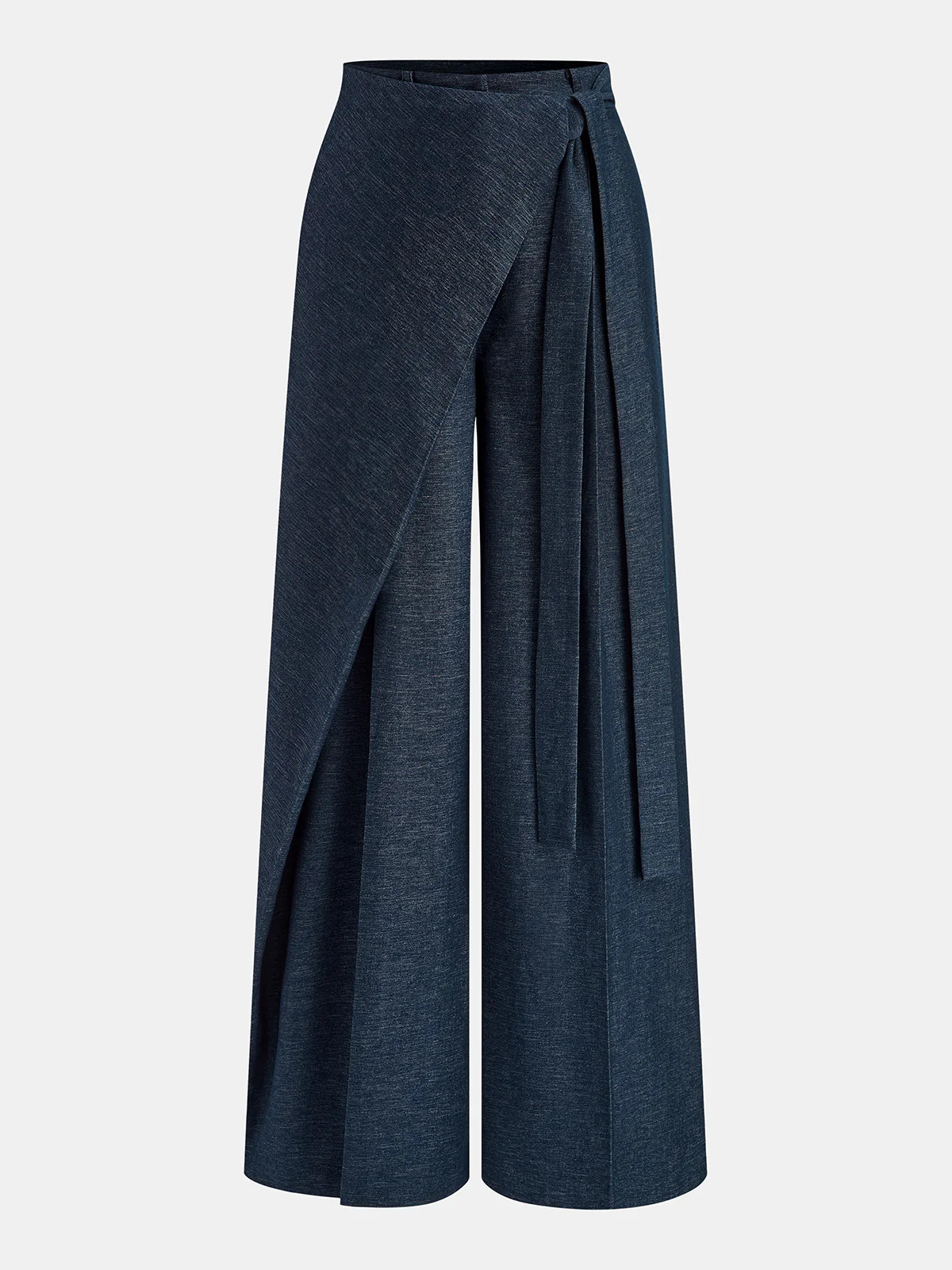 Asymmetric Wrap Wide-Leg Pants | Commense