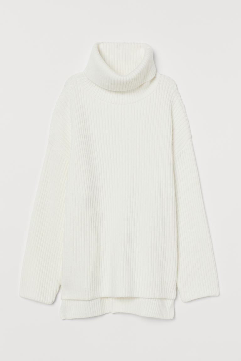Rib-knit Turtleneck Sweater - White - Ladies | H&M US | H&M (US)