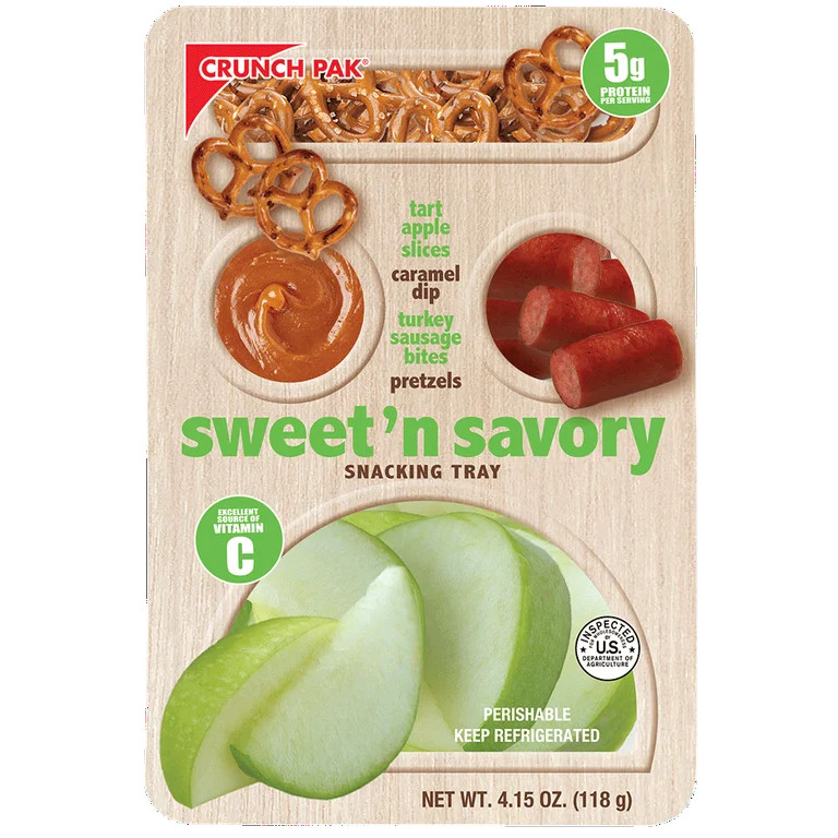 Crunch Pak Sweet & Savory Snacker with Tart Apples, Turkey Bites, Pretzels, & Caramel 4.15oz Tray | Walmart (US)