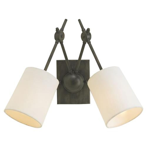 Natane Industrial Loft Wrought Iron Linen Architect Sconce | Kathy Kuo Home