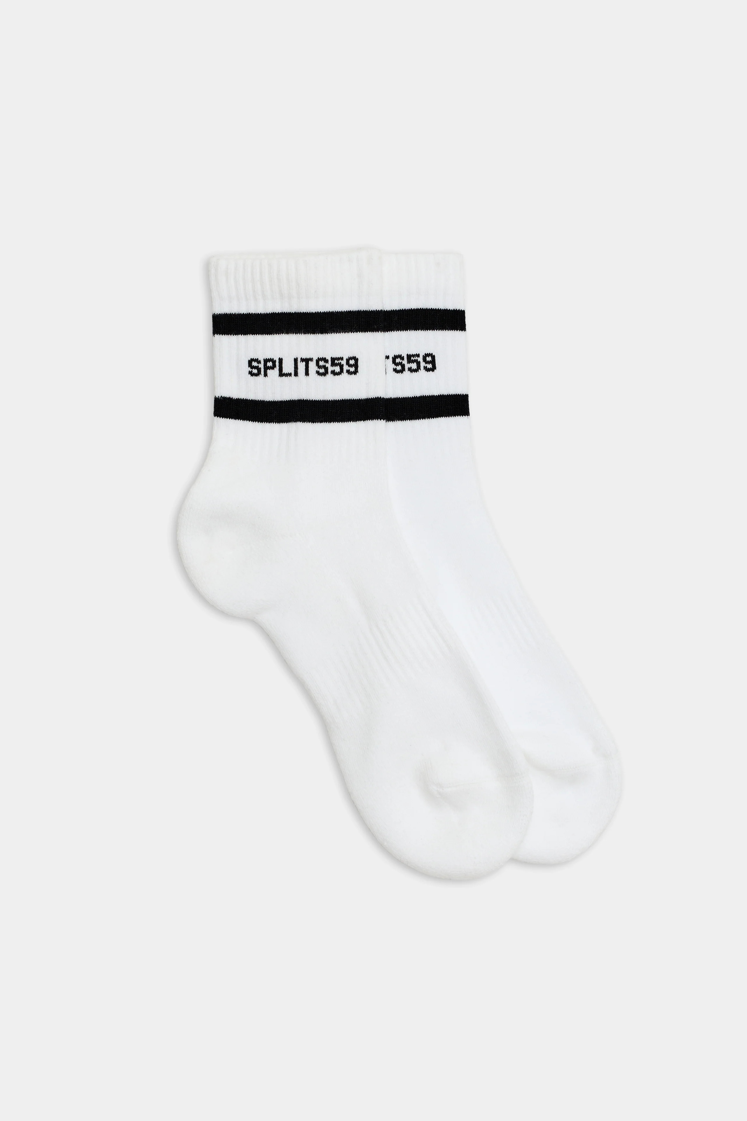 Logo Stripe Quarter Socks - White/Black | Splits59.com
