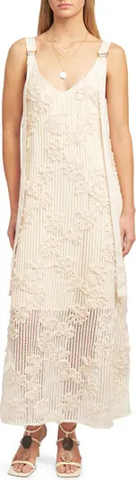 Reese Floral Appliqué Open Stitch Maxi Dress | Nordstrom