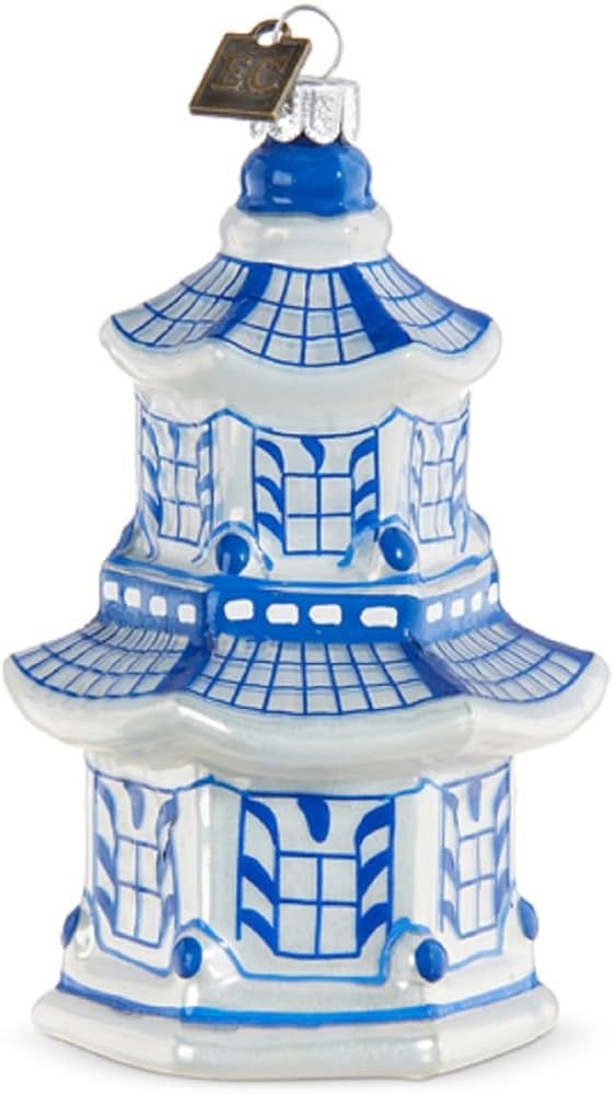 Raz 4.25" Pagoda Delft Glass Christmas Ornament 3953018 | Amazon (US)