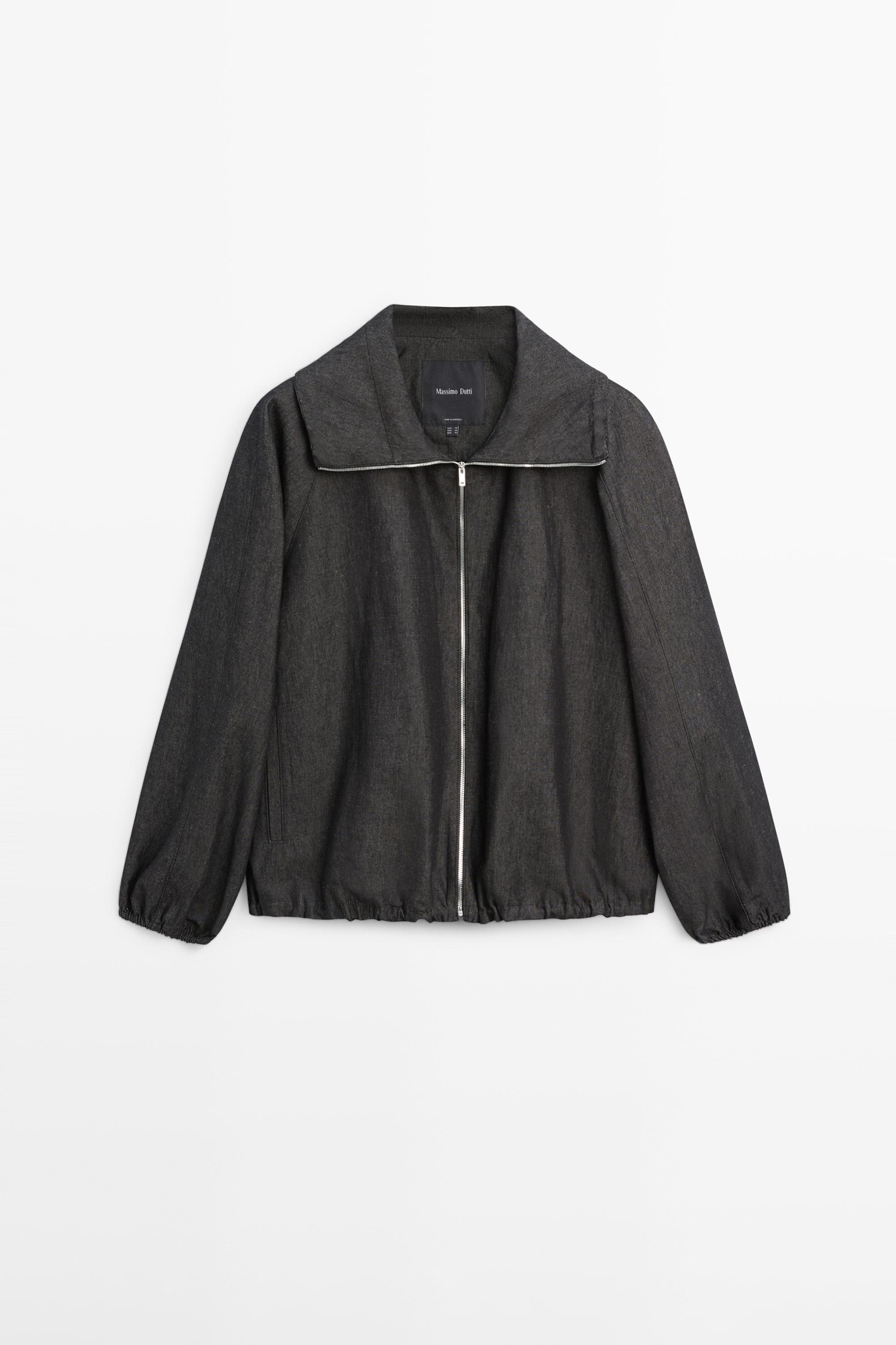 Linen blend bomber jacket | Massimo Dutti UK