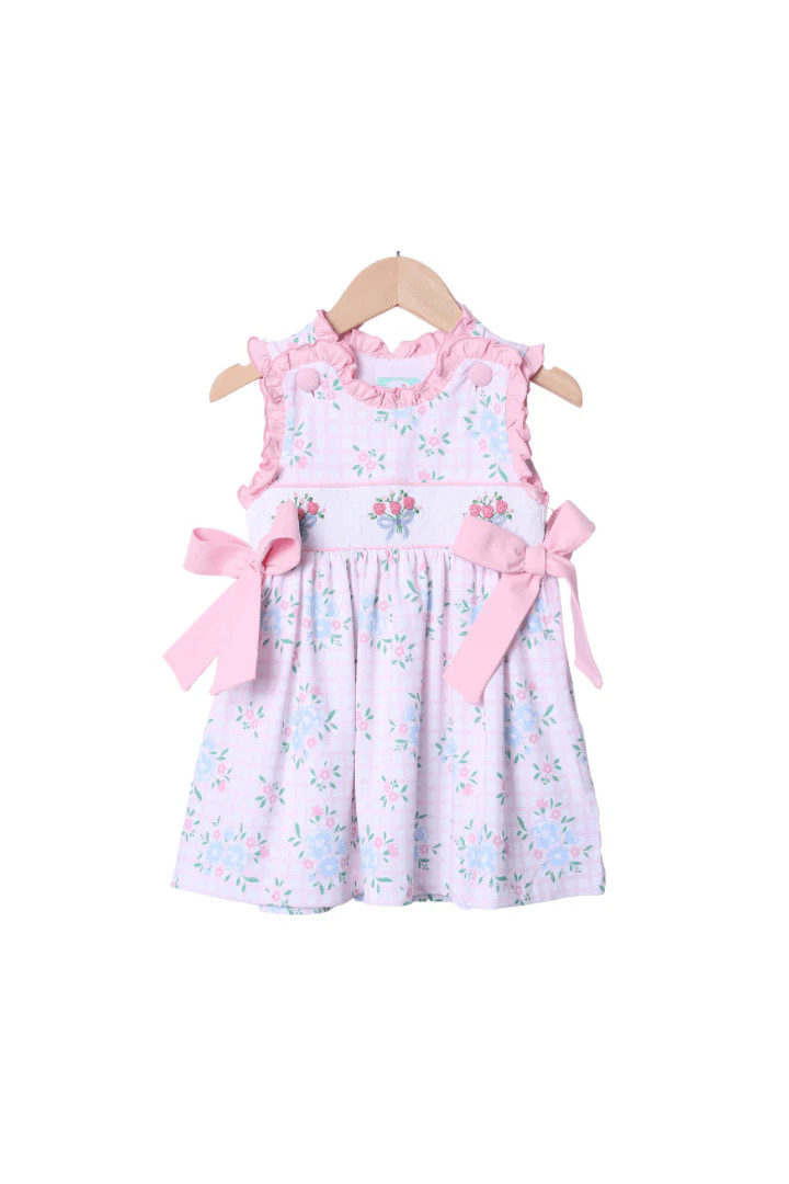 Smocked Flower Bouquet Bow Knit Dress | The Smocked Flamingo