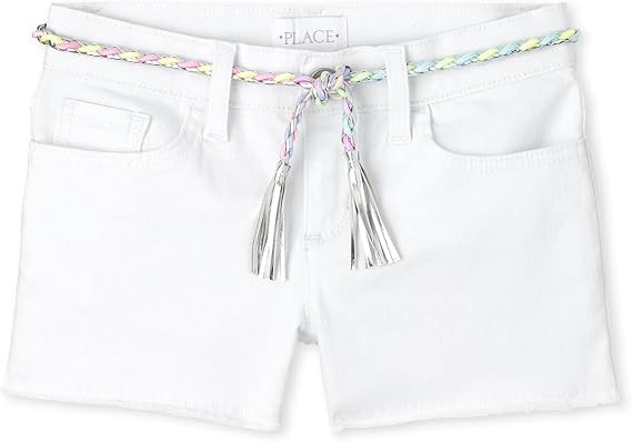 The Children's Place Girls' Belted Denim Shorts | Amazon (US)