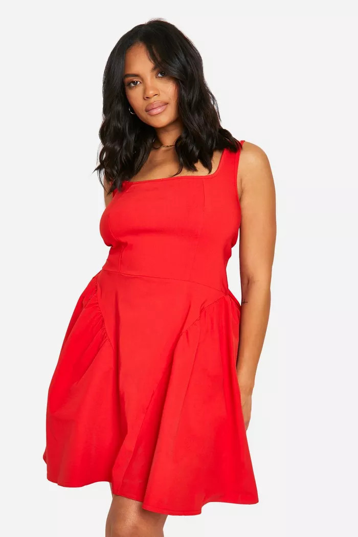 Plus Bengaline Bow Back Skater Dress | Boohoo.com (UK & IE)