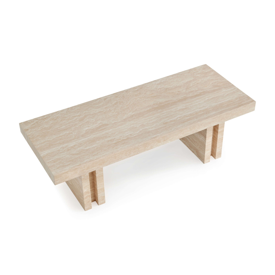 Angelo Modern Rectangle Travertine Coffee Table with Block Legs | Eternity Modern