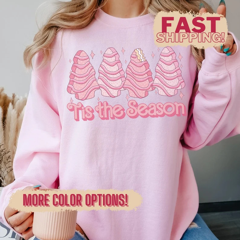 Retro Pink Christmas Barbi Sweatshirt Christmas Tree Cake - Etsy | Etsy (US)