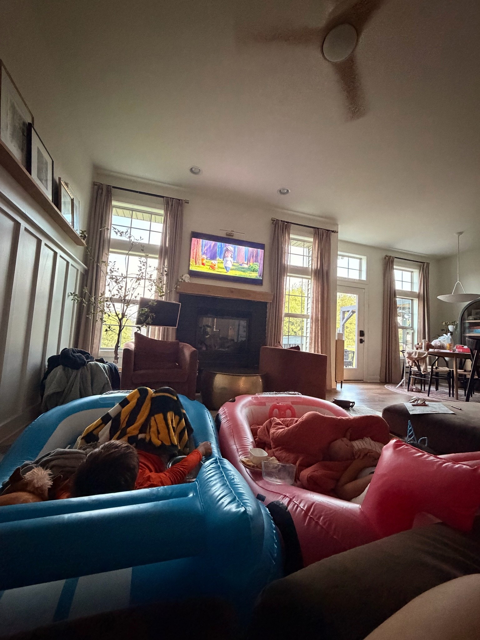 At home drive in mode night with the blow up car beds.

#LTKHome #LTKKids