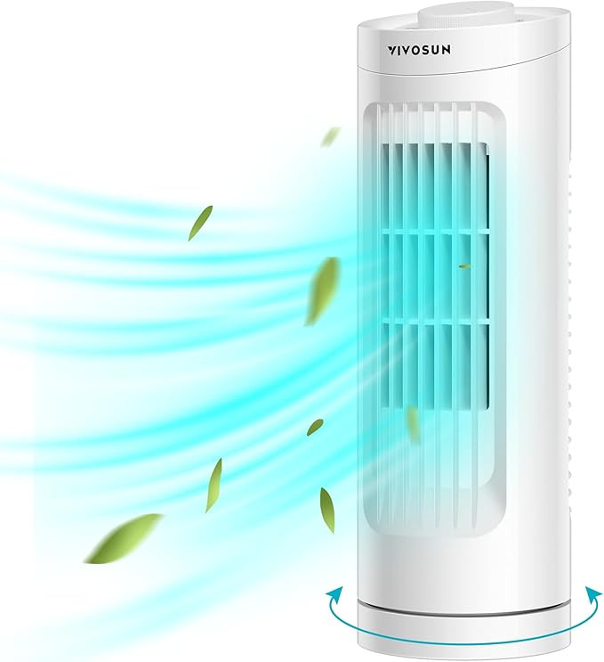 VIVOSUN 13'' Tower Fan, Bladeless Desk Fan with 3 Speeds and 70° Oscillation, Portable and Compa... | Amazon (US)