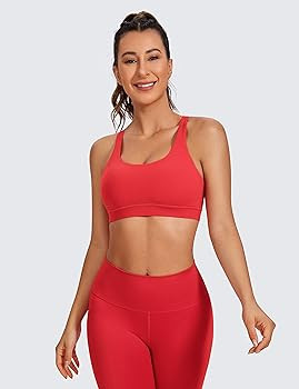 CRZ YOGA Women's Strappy Sports Bras Fitness Workout Padded Yoga Bra Criss Cross Back | Amazon (US)
