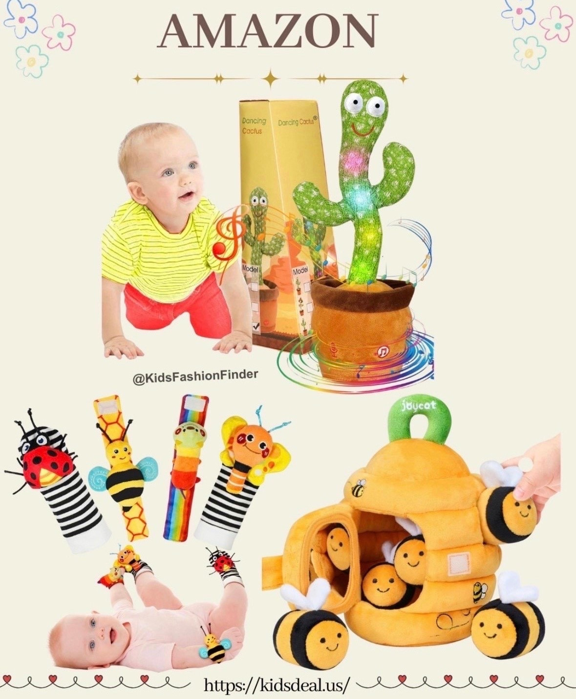 💖 Baby Sensory Toys You’ll Love! Perfect for little explorers — these adorable picks boost sensory development while keeping playtime fun and happy 💫

🌵 Talking Cactus Toy

Repeats your baby’s voice in a funny tone, dances, sings 🎶, and lights up! With 10 built-in songs, this interactive cactus is the cutest mood booster for your little one!

🐝 Colorful Sensory Rattle Socks Set

Featuring ladybug, bee & butterfly designs — every kick or wave brings a sweet jingle sound that encourages movement & discovery! 👶✨

🍯 Plush Beehive Toy Set

Includes a soft hive + 5 little bees, each with unique textures & sounds (crinkle, rattle, squeak & mirror). A perfect sensory play bundle for babies! 💛

#BabyToys #SensoryPlay #MontessoriBaby #TalkingCactus #BabyRattle #BeeToy #InfantDevelopment #PlaytimeFun #NewMomFinds #BabyGiftIdeas #LearningThroughPlay #TummyTimeFun 

 

#LTKGiftGuide #LTKFamily#LTKFindsUnder50

#LTKBaby #LTKSaleAlert #LTKmomlife