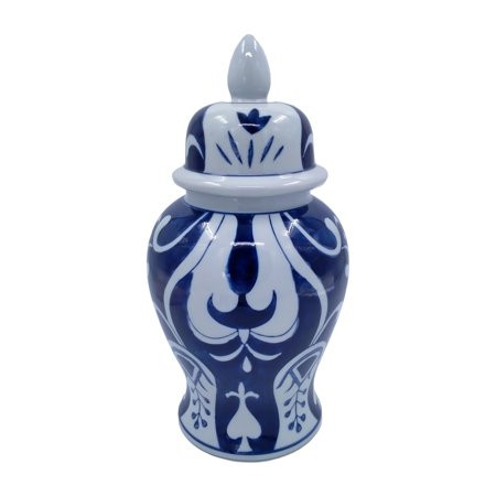 Sagebrook Home Ceramic 14 White/Blue Temple Jar Round Ceramic Contemporary 7 L X 7 W X 14 H Toile | Walmart (US)
