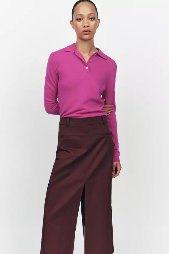 100% WOOL PLAIN JERSEY POLO SHIRT | Zara US