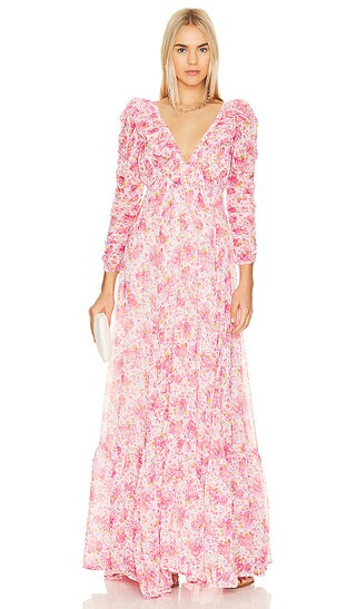 Georgette Ruffle Dress in Pink Blossom | Revolve Clothing (Global)