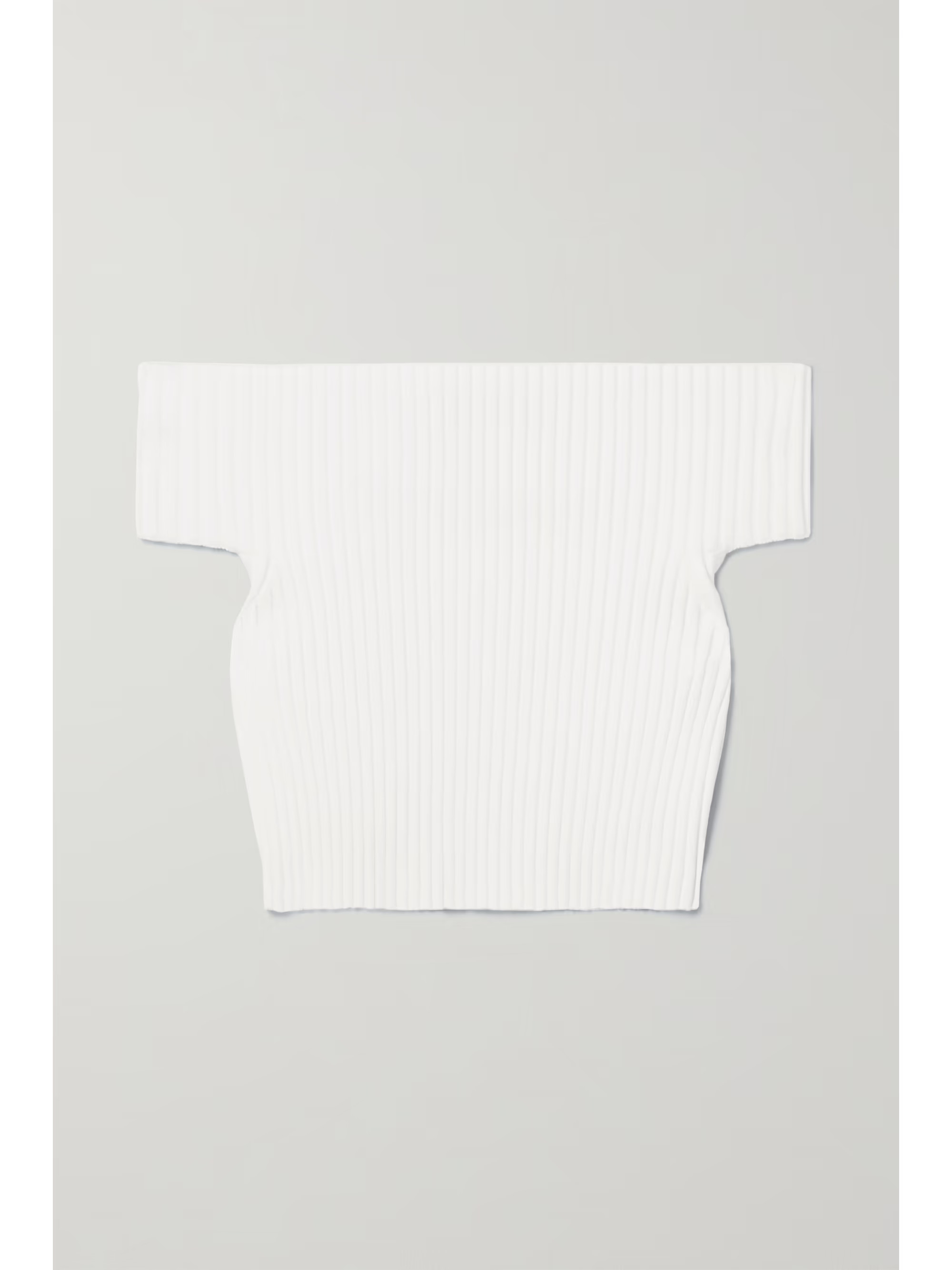White Off-the-shoulder cropped ribbed-knit top | MICHAEL KORS COLLECTION | NET-A-PORTER | NET-A-PORTER APAC