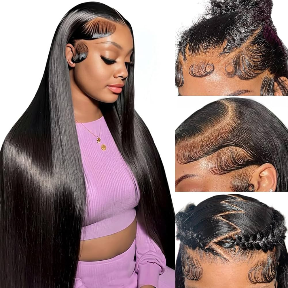 Hermosa 13x6 HD Lace Front Wigs Human Hair Pre Plucked Pre Bleached Knots 180% Density Brazilian ... | Amazon (US)