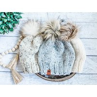 Adult Knit Hat, Beanie With Pom Pom, Custom Grey Hat Womens Fall Fashion, Teen Girl Gift | Etsy (US)