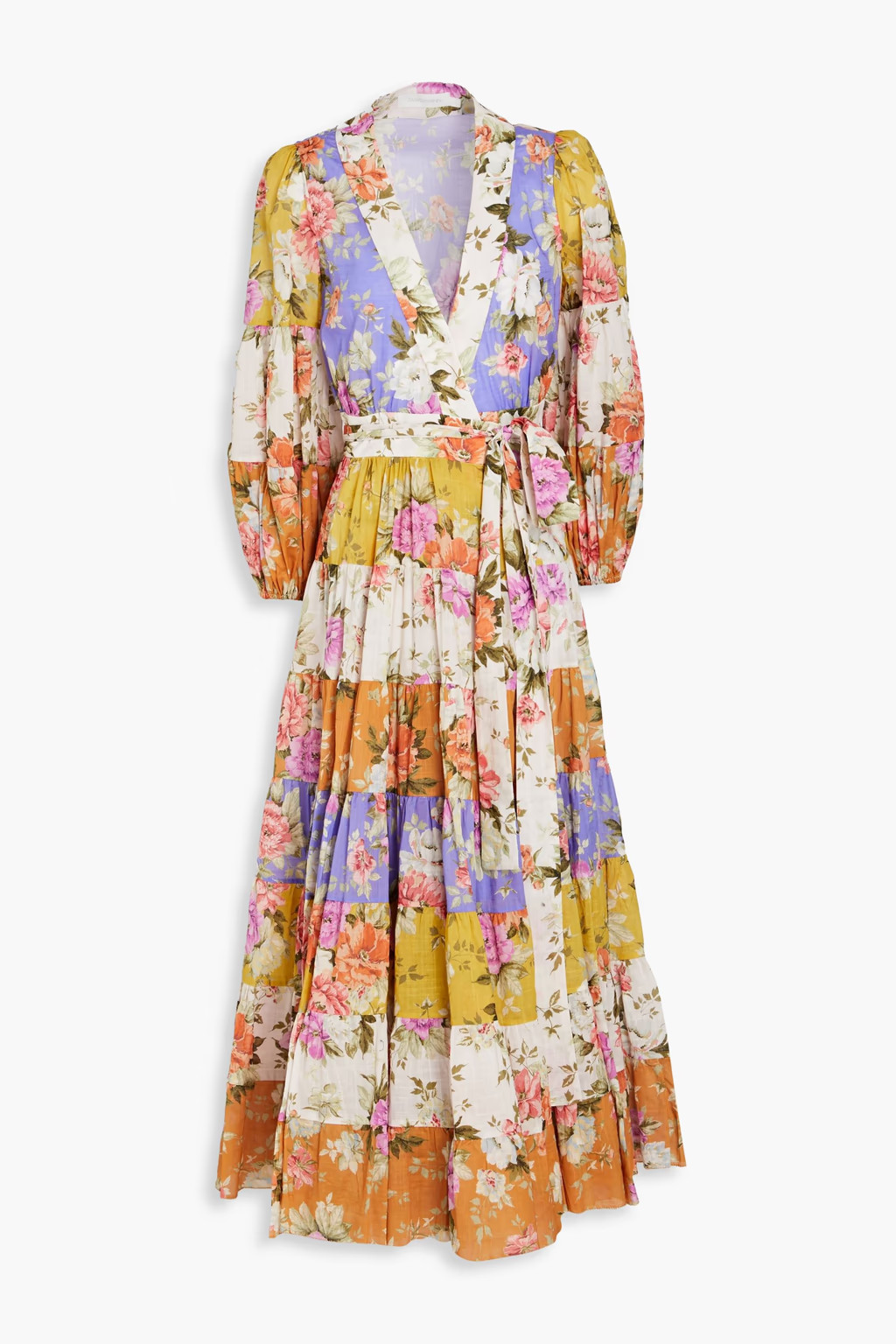 Gathered floral-print cotton midi wrap dress | The Outnet (US and CA)