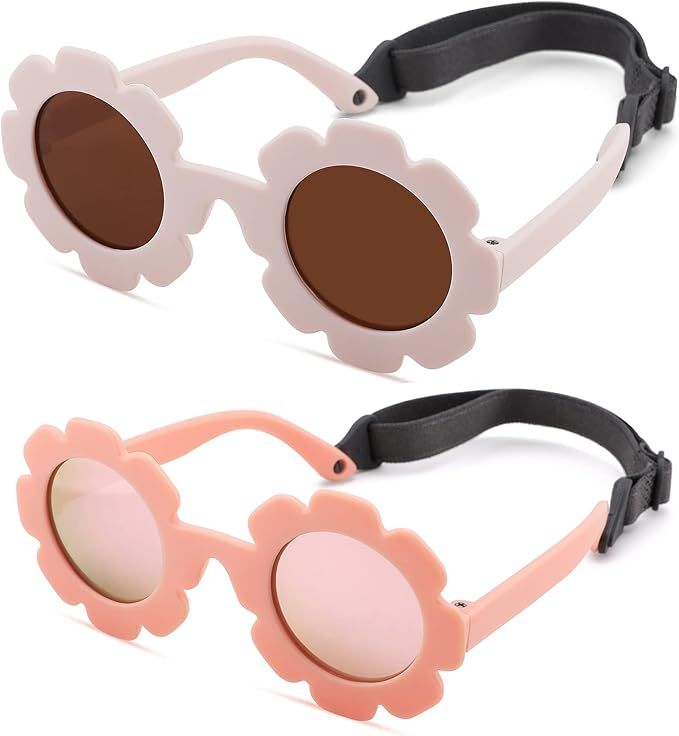 Hycredi Flexible Bendable Flower Baby Polarized Sunglasses with Strap for Newborn Infant Girls Ag... | Amazon (US)