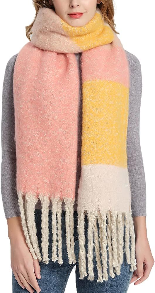 Wander Agio Winter Warm Scarf for Women Long Shawl Large Scarves Cold Weather Thick Blanket Scarfs Color Matching | Amazon (US)