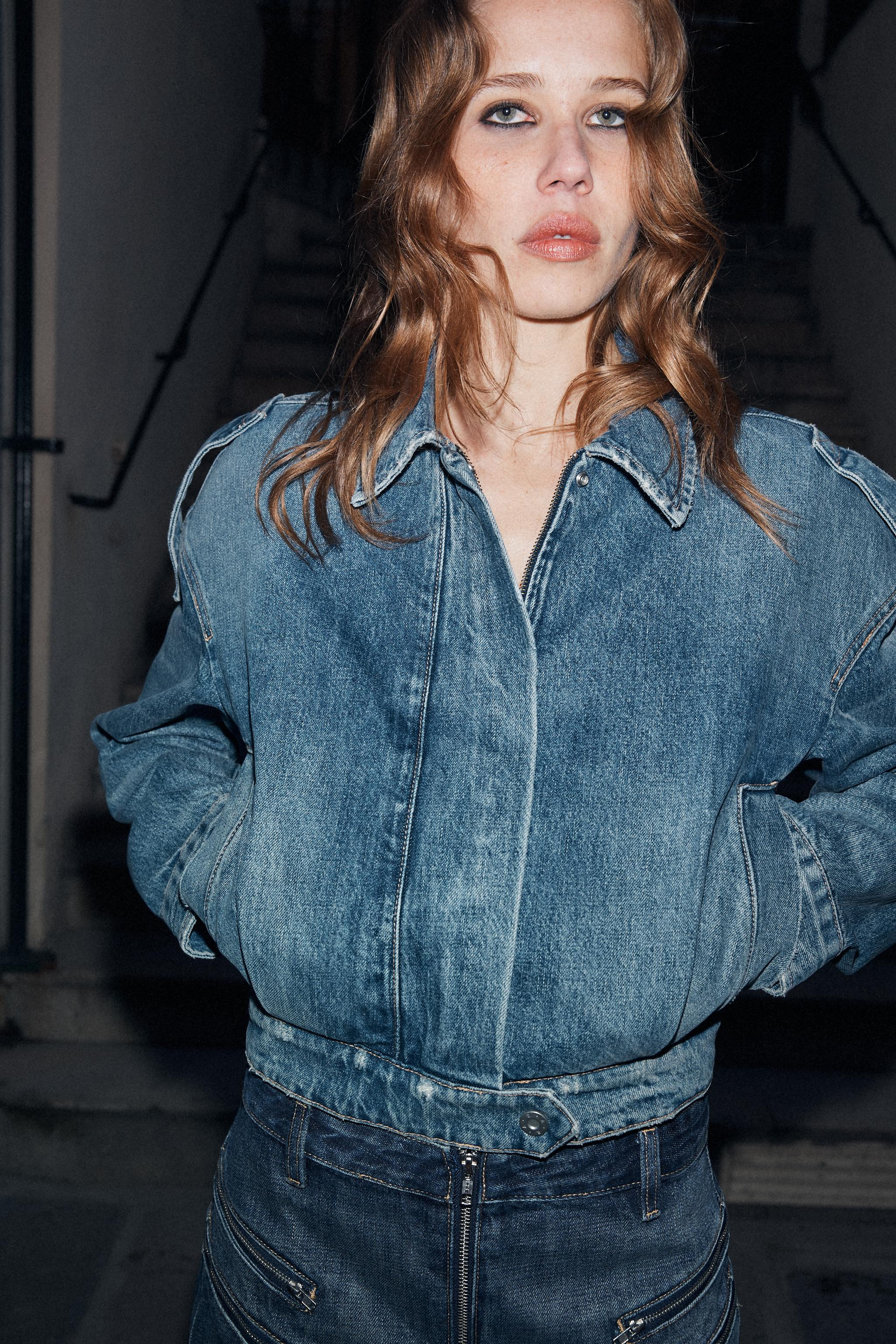 DENIM JACKET WITH SHOULDER TABS | Zara US